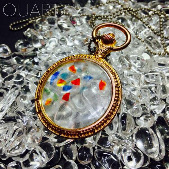 レジンネックレス　アクセサリー　ハンドメイド　　泡入り琉球ガラス♡ 琉球ガラス入りレジンネックレス* ネックレス・ペンダント Yuzu* 通販