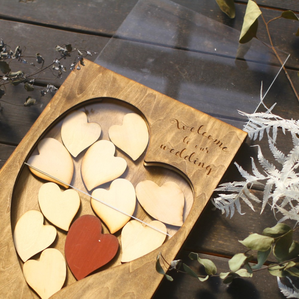 ウェディングドロップス　木製ウェルカムボード　ハート　Sサイズ　メッセージボード オーダーメイド【W】