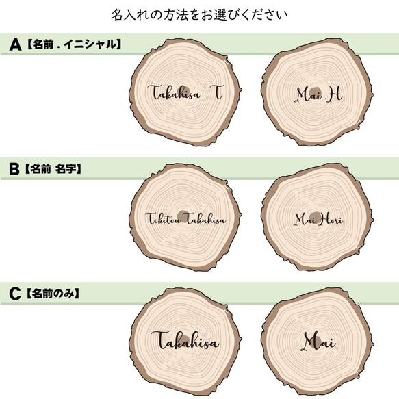 ウェディング　席札　切り株　ネームプレート 【W】 4枚目の画像