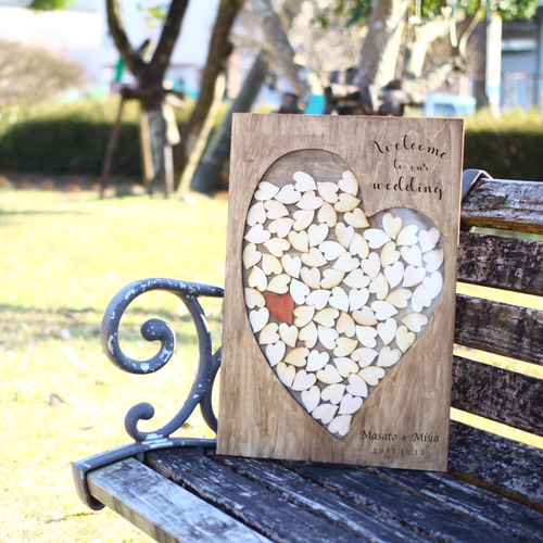 【木製】ウェディングドロップス ハートフレーム50名用 ウェルカムボード 木製】ウェディングドロップス ハートフレーム50名用 ウェルカムボード