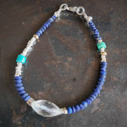 水晶 ラピスラズリ ターコイズ カレン族シルバー シルバービーズ 