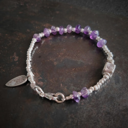 アメジスト　カレン族シルバー　スターリンシルバー　ブレスレット 2枚目の画像