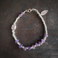 アメジスト　カレン族シルバー　スターリンシルバー　ブレスレット 3枚目の画像