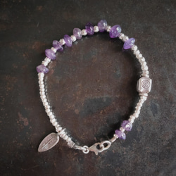 アメジスト　カレン族シルバー　スターリンシルバー　ブレスレット 4枚目の画像