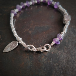 アメジスト　カレン族シルバー　スターリンシルバー　ブレスレット 5枚目の画像