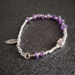 アメジスト　カレン族シルバー　スターリンシルバー　ブレスレット 6枚目の画像