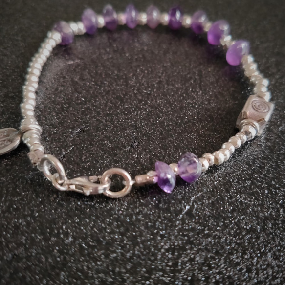 アメジスト　カレン族シルバー　スターリンシルバー　ブレスレット 7枚目の画像
