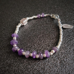 アメジスト　カレン族シルバー　スターリンシルバー　ブレスレット 8枚目の画像