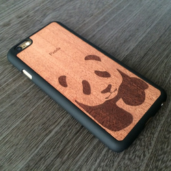木製 子 パンダ 2 (マホガニー) iPhone6 ケース マットブラック 133 2枚目の画像