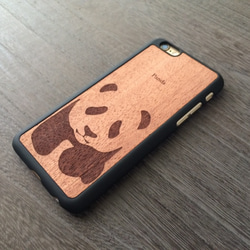 木製 子 パンダ 2 (マホガニー) iPhone6 ケース マットブラック 133 3枚目の画像