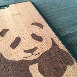 木製 子 パンダ 2 (マホガニー) iPhone6 ケース マットブラック 133 4枚目の画像