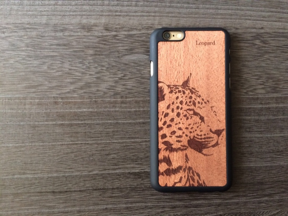 木製 ヒョウ (マホガニー) iPhone6 ケース マットブラック 138 1枚目の画像