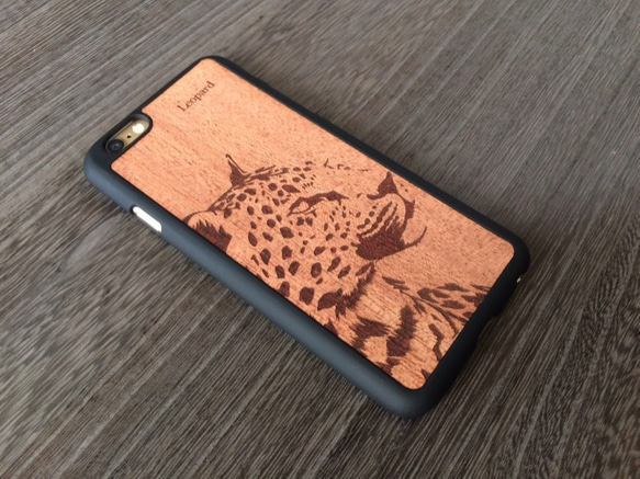 木製 ヒョウ (マホガニー) iPhone6 ケース マットブラック 138 2枚目の画像