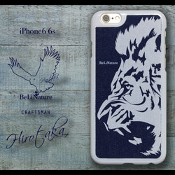 iPhone6 6s ライオン好きな方々にとって最高のデニムケース ホワイト 1枚目の画像