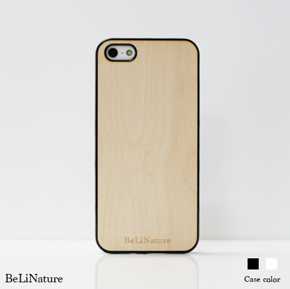 木製 (ハードメープル) iPhone5,5s ケース ブラック 1枚目の画像