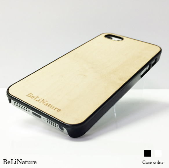 木製 (ハードメープル) iPhone5,5s ケース ブラック 2枚目の画像