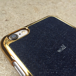 「ちーさまオーダー分」iPhone6 ケース デニム オオカミ ゴールド 163 4枚目の画像