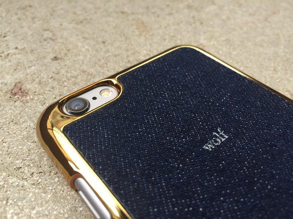 「ちーさまオーダー分」iPhone6 ケース デニム オオカミ ゴールド 163 4枚目の画像