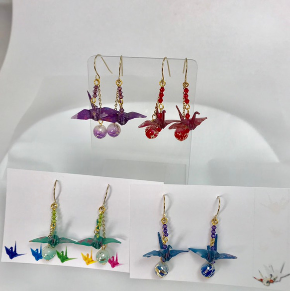 折り鶴ピアス ピアス（フック・チェーン） Milky Glitters 通販