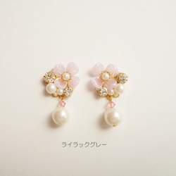 【再販】お花ビジューとパール　イヤリング/ピアス/花/フラワー/ビジュー/キラキラ/パール/フェミニン/ガーリー 5枚目の画像