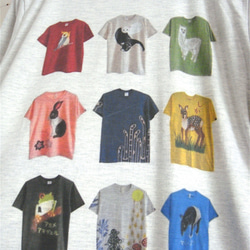 手描き&プリント MIX作品・一点物 両面とも色んなTシャツ絵柄・メンズS（女子M対応サイズ）オートミール 3枚目の画像