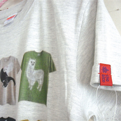 手描き&プリント MIX作品・一点物 両面とも色んなTシャツ絵柄・メンズS（女子M対応サイズ）オートミール 4枚目の画像