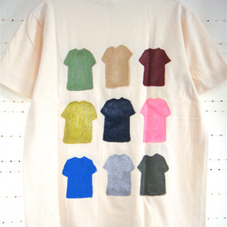 手描き&プリント MIX作品・一点物 両面とも色んなTシャツ絵柄・メンズS（女子M対応サイズ）きなり 6枚目の画像
