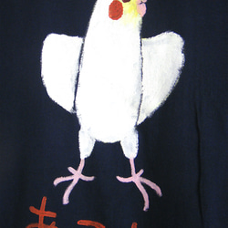 あつい白オカメインコ・文字入り・メンズM〜Lサイズ（女子L対応サイズ）ブルーダスク＊手描きTシャツ＊chobico＊ 4枚目の画像