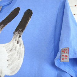 ごろん猫・へそ天ねこ・シャムネコ・メンズMタグ(レディスL対応サイズ) 水色＊手描きTシャツ＊chobico 3枚目の画像