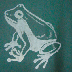 長袖リメイク 手描き一点物Tシャツ＊両面かえる蛙カエル・レディスフリーサイズ＊chobico 3枚目の画像
