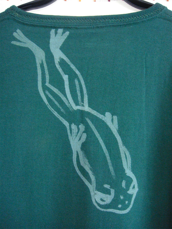長袖リメイク 手描き一点物Tシャツ＊両面かえる蛙カエル・レディスフリーサイズ＊chobico 8枚目の画像
