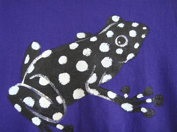 ミステリオサスヤドク蛙・毒蛙・メンズS(着丈長め)・紫・手描きTシャツ＊chobico＊ 3枚目の画像