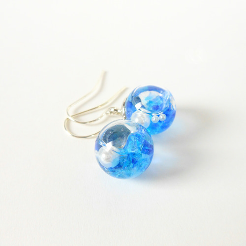 限定【星降る海】琉球ガラス ガラスドームピアス イヤリング ピアス