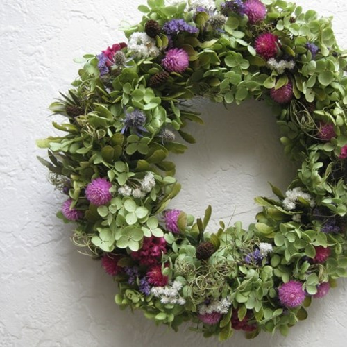 アナベルと千日紅のwreath リース nonokaze 通販 1236777