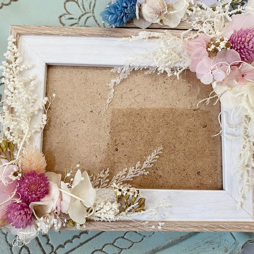 フラワーフォトフレーム(ピンク・ブルー) フォトフレーム・写真立て