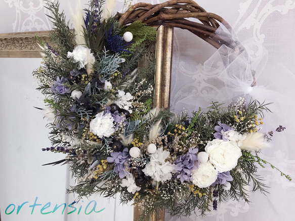 リースブーケ(リーフ) 【オーダーメイド】プリザーブドフラワーのナチュラルブーケ＆ブートニア QG1620420954(12350円)