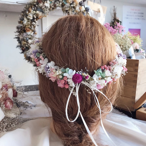 花かんむり・オーダーメイド（パステルピンク）ヘッドドレス　ハンドメイド 花かんむり(ピンク) ヘッドドレス（ウェディング） ortensia