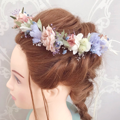 花かんむり・オーダーメイド（パステルピンク）ヘッドドレス　ハンドメイド 花かんむり(ピンク) ヘッドドレス（ウェディング） ortensia