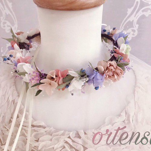花かんむり・オーダーメイド（パステルピンク）ヘッドドレス　ハンドメイド 花かんむり・オーダーメイド（パステルピンク）ヘッドドレス