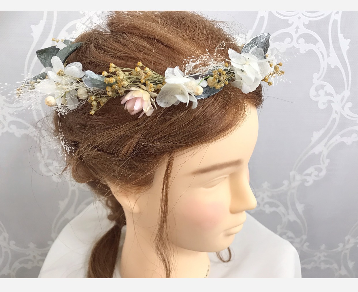 花かんむり(ホワイトイエロー) ヘッドドレス（ウェディング） ortensia  