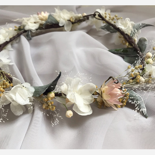 花かんむり(ホワイトイエロー) ヘッドドレス（ウェディング） ortensia 