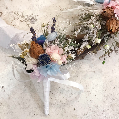 リースブーケ(ピンクサックスブルーパープル) ブーケ ortensia