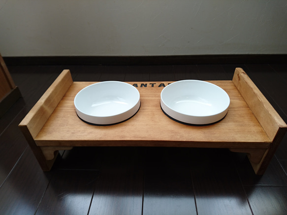 【受注製作】木製ペット用食事台 Wタイプ 1枚目の画像