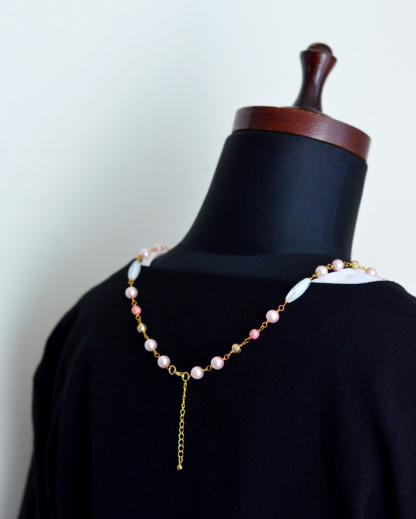 【受注生産】真珠のナプキンクリップ・珊瑚色 6枚目の画像
