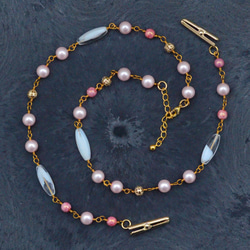 【受注生産】真珠のナプキンクリップ・珊瑚色 3枚目の画像
