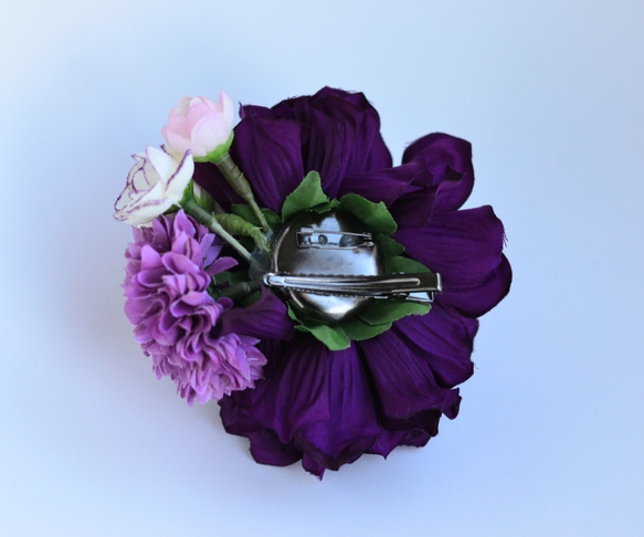 【再販】紫ダリアのコサージュ 5枚目の画像