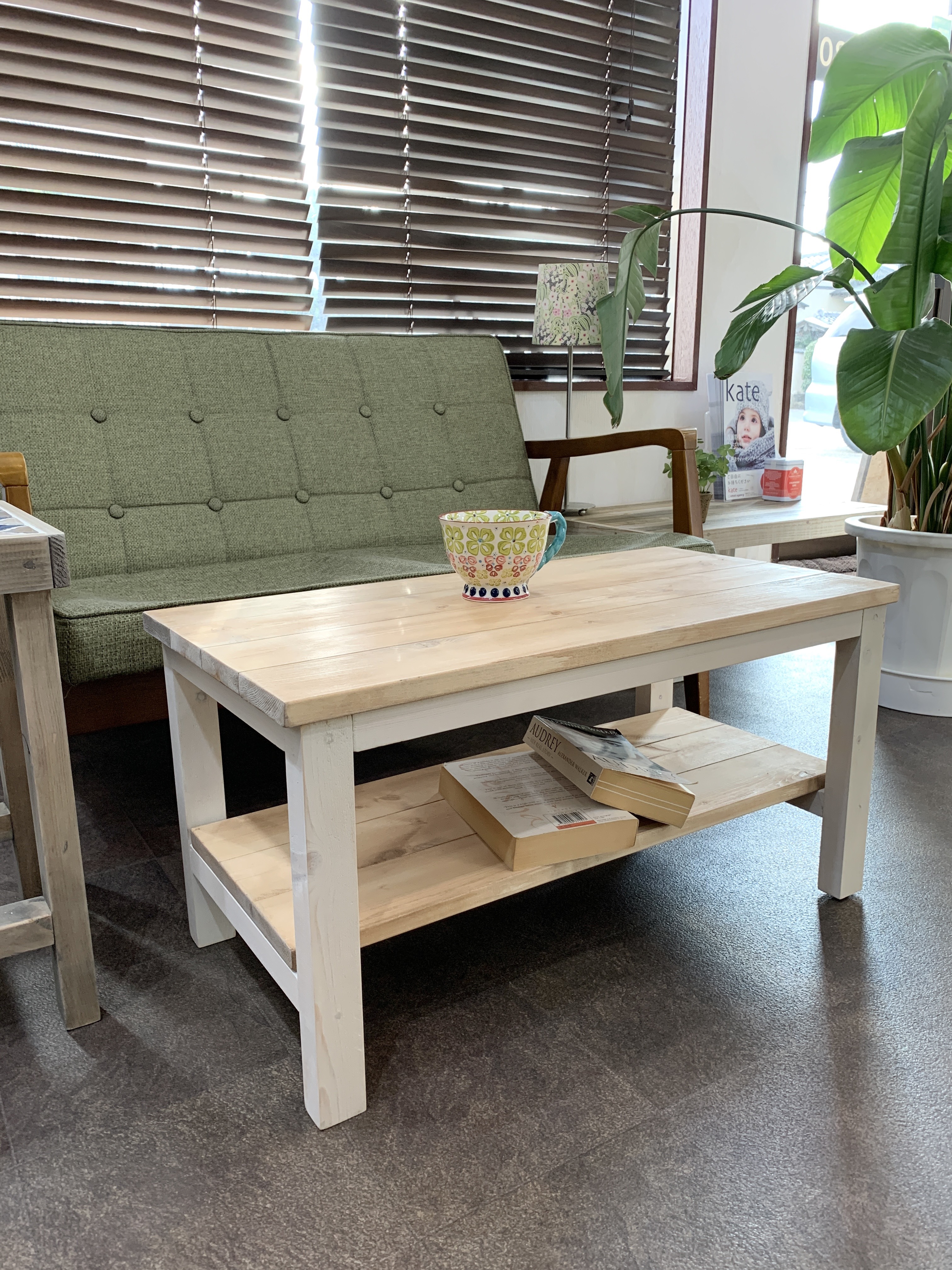 California style Cafe table カフェテーブル　チーク×ホワイト