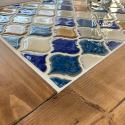 《感謝セール》レトロなかわいさが魅力のランタンタイル　カフェテーブル　ブルー系 3枚目の画像