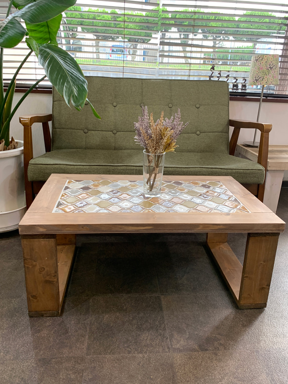 《感謝セール》レトロなかわいさが魅力のランタンタイル　カフェテーブル　ブラウン系 家具 テーブル・机 ローテーブル・リビングテーブル X2640057470(20298円)