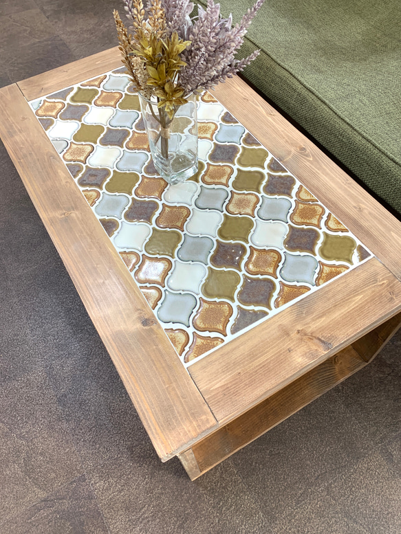 《感謝セール》レトロなかわいさが魅力のランタンタイル　カフェテーブル　ブラウン系 家具 テーブル・机 ローテーブル・リビングテーブル X2640057470(20298円)